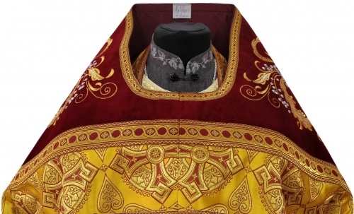 Veste liturgică preot combinată din brocart „Crucea Florovschi”, cu omofor brodat, broderie „Broderie nouă”