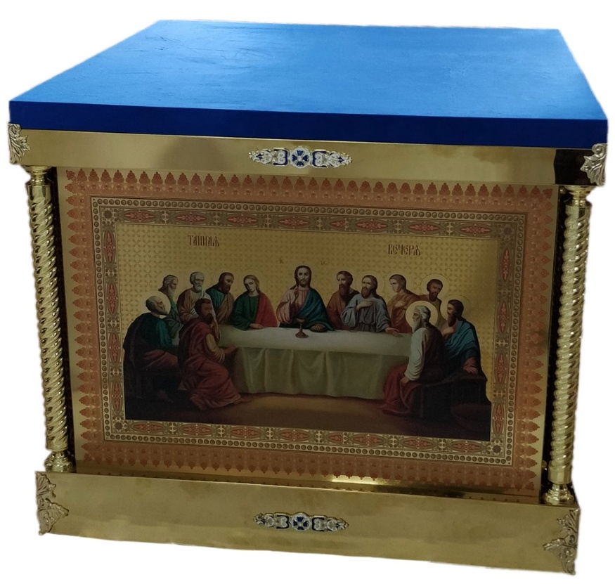 Vesmânt pentru prestol 100×100×100 icoane imprimate pe bulat, drept (interior)