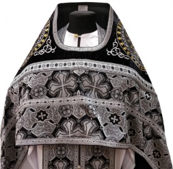 Veșmânt preoțesc combinat din brocart „Crucea Athonită”, cu epitrahil brodat, broderie „Cerc”