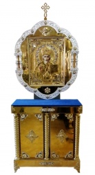 Chivot Sfântul Nicolae Făcătorul de Minuni pe 1 coloană cu heruvimi metalici