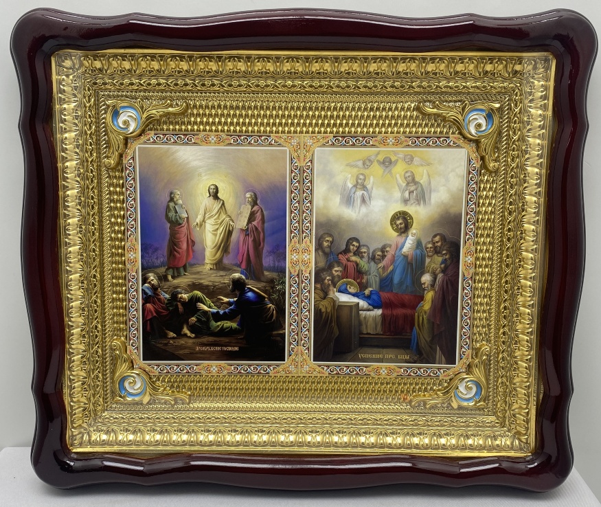 Icoană dublă Schimbarea la Față a Domnului | Adormirea Preasfintei Născătoare de Dumnezeu 48x42cm
