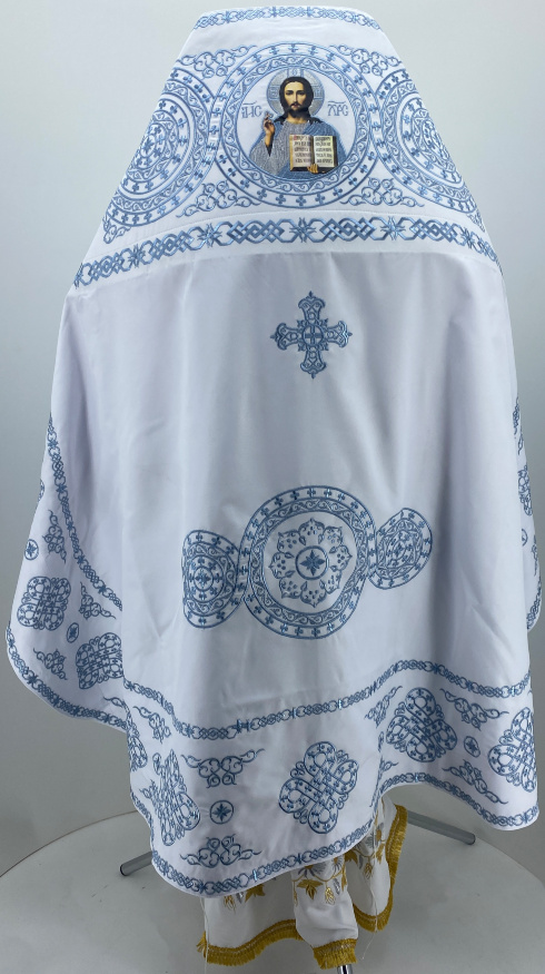 Veșmânt preoțesc brodat pe gabardină, broderie „Cerc” cu galon brodat