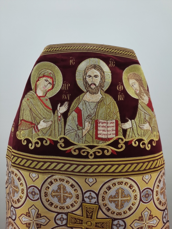 Veșmânt preoțesc combinat din brocart, cu epitrahil brodat