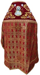 Veșmânt preoțesc combinat din brocart „Crucea Lavrei” cu epitrahil brodat, broderie „Trandafir”