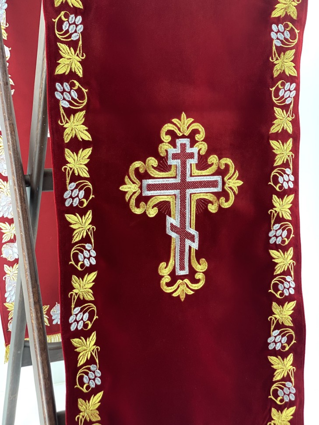 Acoperământ pentru analogion, broderie „strugure”, franjuri scumpe