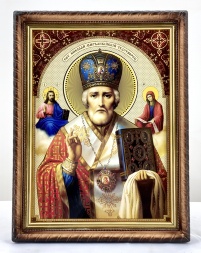 Icoană a Sfântului Nicolae Făcătorul de Minuni (cu mitră) 32x42