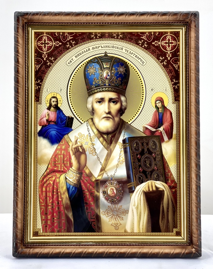 Icoană a Sfântului Nicolae Făcătorul de Minuni (cu mitră) 32x42