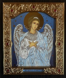Icoană Sfântul Înger Păzitor (fundal albastru)