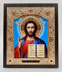 Icoană Mântuitorul (fundal albastru) 15x18