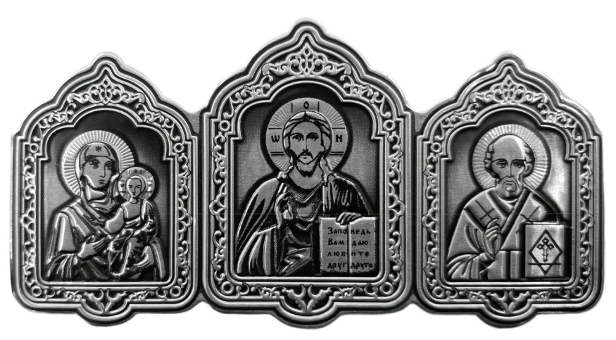 Trei icoane auto - autocolant, riză - argintiu 8,5х4,5cm