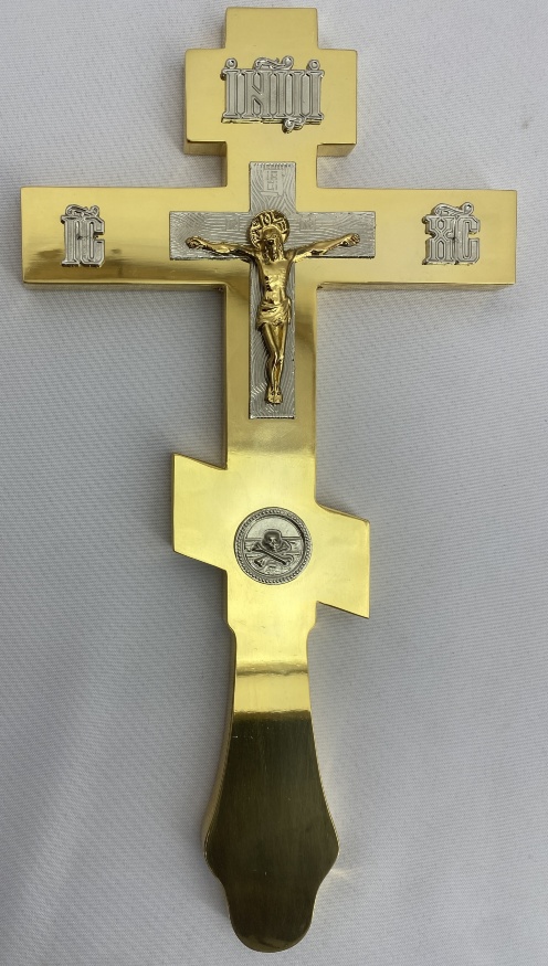 Cruce de altar, aur, nichel icoană, argint Mântuitorul 33,5х17,5