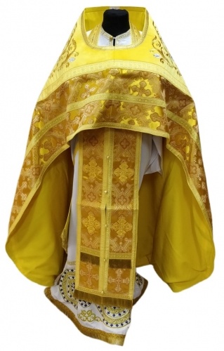 Veșmânt preoțesc combinat din brocart „Crucea de la Kiev”, cu epitrahil brodat, broderie „Trandafir”