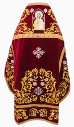 Veșminte preoțești brodate pe catifea, broderie „Trandafir” cu galon aplicat