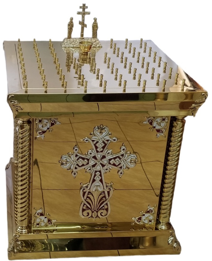 Masa pentru parastas 85×85 pentru 72 lumânări, înălțime 84 cm (cruce mare)