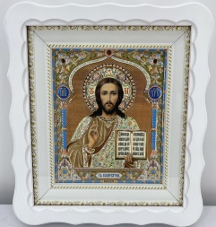 Icoane „Pereche de cununie” (litografie cump. femeie – binecuvântare) alb fără placare 27x24cm