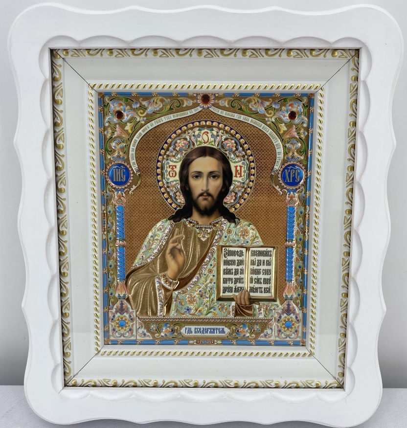 Icoane „Pereche de cununie” (litografie cump. femeie – binecuvântare) alb fără placare 27x24cm