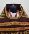 Veșmânt preoțesc brodat pe gabardină, broderie „Cerc” cu galon aplicat și icoane ale Sfântului Arhanghel Mihail și Gavriil