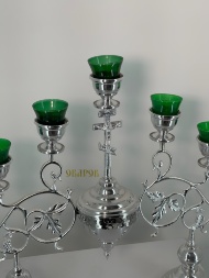 Candelabru de șapte lumânări pentru altar, Numărul 1 - 2 (cruce, aluminiu) 83×59