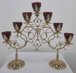 Candelabru cu șapte lumânări pentru altar No. 9 - 1, (email, alamă), Înălțime 54 cm, lungime 68 cm