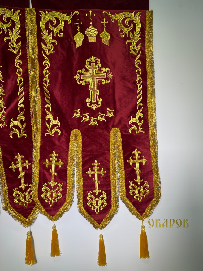 Prapuri (pereche icoană a Maicii Domnului „Pociaevskaia” și Sfântul Cuvios Amfilohie de la Pociaev) broderie „Cupolă”