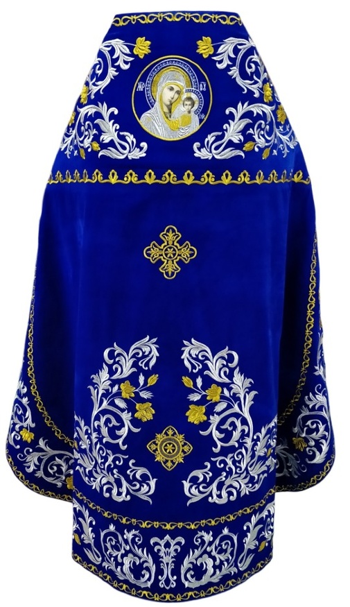 Veșmânt preoțesc, brodat pe catifea, broderie „Trandafir” cu galon brodat