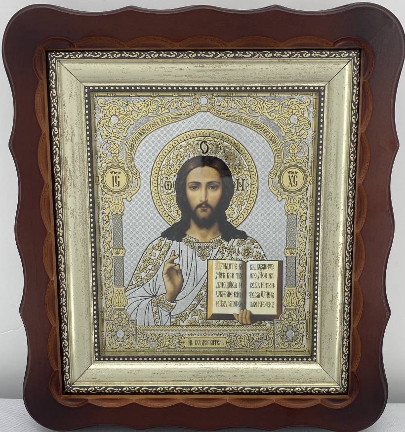 Icoane „Pereche de cununie” (litografie, aurire, floare), cutie, fără pătrat, 27x24cm