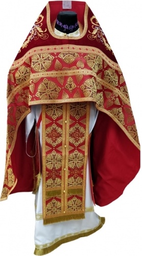 Vesminte preoțești combinate din brocart, cu epitrahil brodat, Broderie „Broderie nouă”