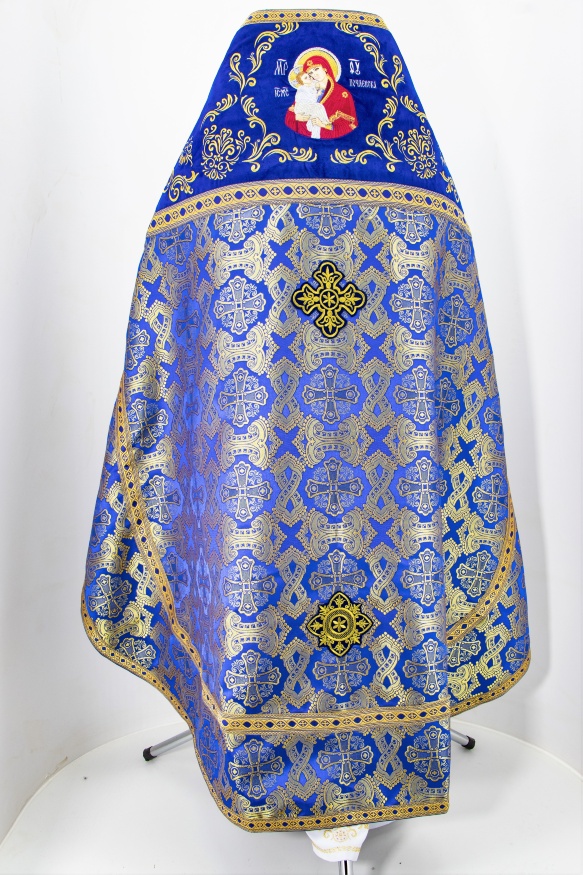 Veșmânt preoțesc combinat din brocart „Ornament”, cu guler brodat, broderie „Cerc”