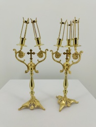 Dicheru și tricheru, placare cu aur, înălțime 41cm lățime 14,5cm