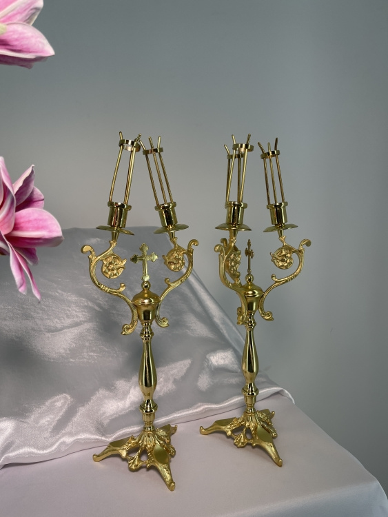 Dicheru și tricheru, placare cu aur, înălțime 41cm lățime 14,5cm