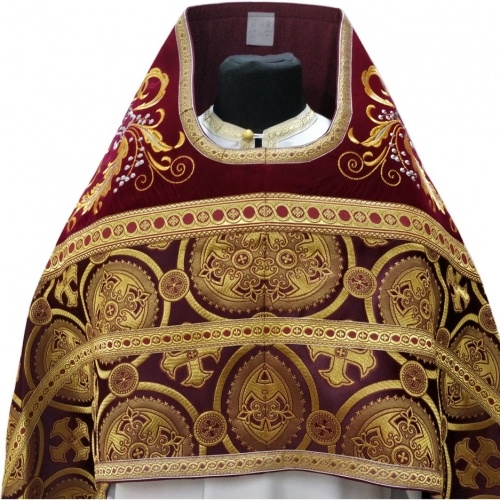 Vesminte preoțești combinate din brocart „Crucea de Kiev”, cu epitrahil brodat, broderie „Broderie nouă”