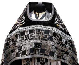 Veșmânt preoțesc combinat din brocart „Crucea grecească”, cu epitrahil brodat, broderie „Trandafir”