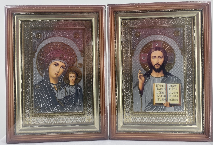 Icoane „pereche de cununie” ramă albă 38×28 cm