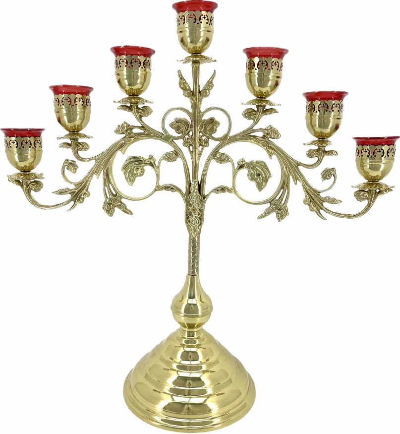 Candelabru cu șapte brațe pentru altar No. 7 - 1 (mini, alamă)