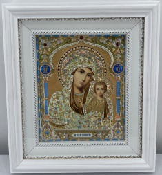 Icoane „Pereche de cununie” (tipăritură, imprimare cu foaie de aur și argint, ramă albă, dreptunghiulară) 26×23cm