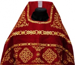 Veșmânt preoțesc, brodat pe catifea, broderie „Cerc” cu galon brodat