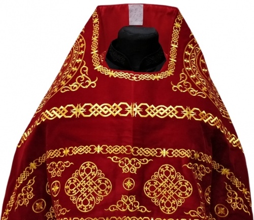 Veșmânt preoțesc, brodat pe catifea, broderie „Cerc” cu galon brodat