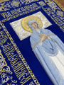 Плащаница Богородицы на бархате 165×100 см (вышивка орнамент, вышитая и расшитая середина)