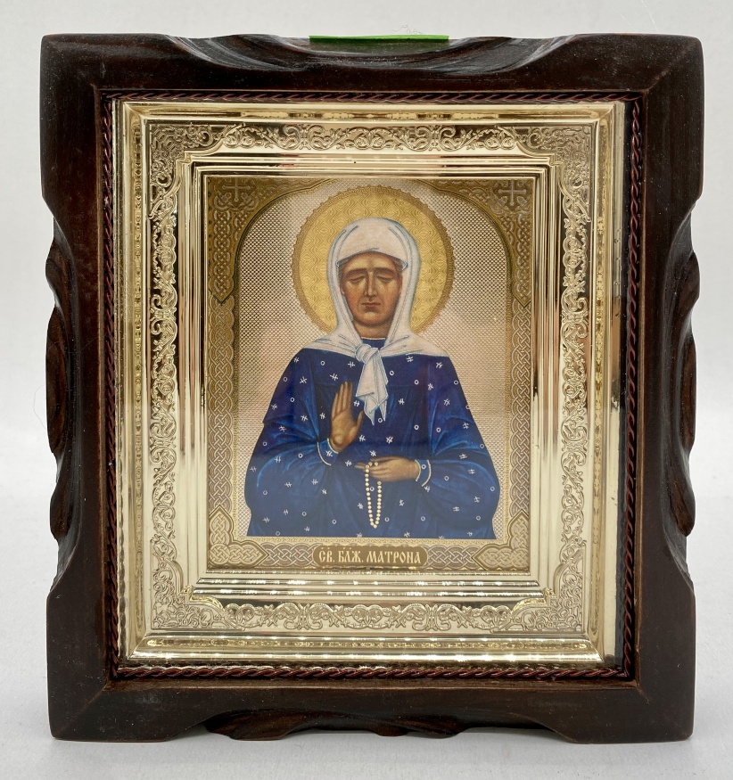 Икона святой блаженной Матроны, жёлтый фон, 19х17