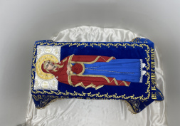 Плащаница Богородицы на бархате 120х80 см (вышивка виноград, вышитая и расшитая середина) 2