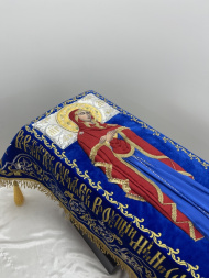 Плащаница Богородицы на бархате 120х80 см (вышивка виноград, вышитая и расшитая середина) 2