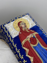 Плащаница Богородицы на бархате 120х80 см (вышивка виноград, вышитая и расшитая середина) 2