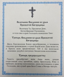 Икона Введение во храм Пресвятой Богородицы 24х20 см