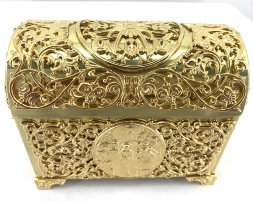 Крестильный ящик латунный – золото 15×12,5 см