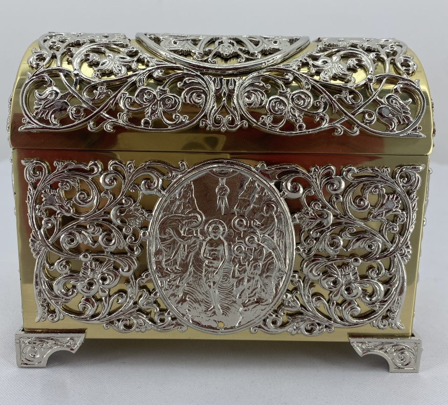 Крестильный ящик латунный никелированный 15 х 12,5 см