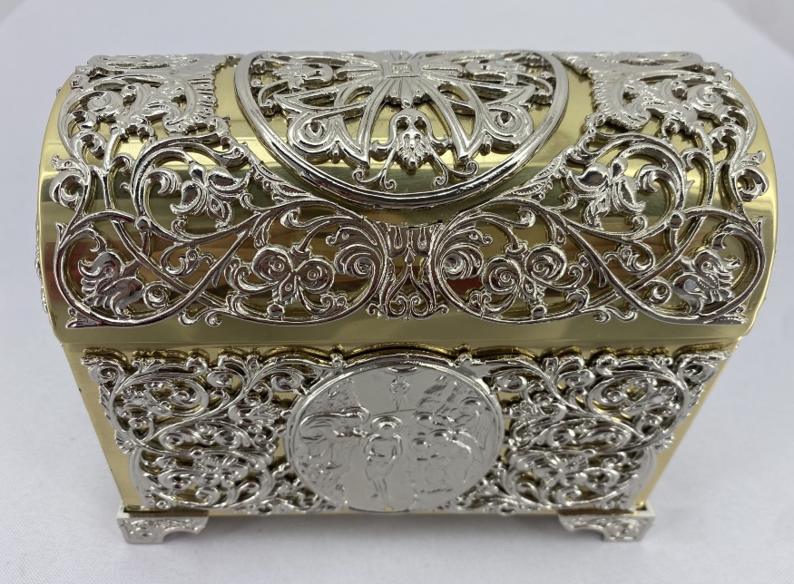 Крестильный ящик латунный никелированный 15 х 12,5 см