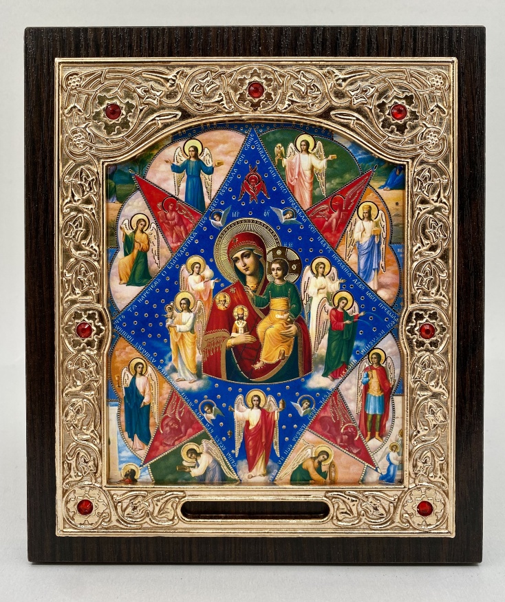 Икона Неопалимая Купина (голубой фон) 15х18