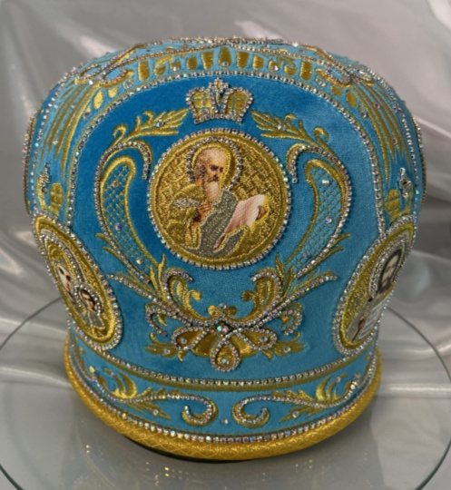 Митра «Корона» голубая