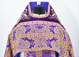 Облачение священника комбинированное из парчи, с вышитым омофором, вышивка "Роза"