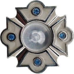 Капсула с эмалью, диаметр 5 см, белая эмаль, голубой крест